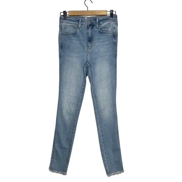 We The Free Denim - Free People x We The Free Raw High Rise Skinny Jeans No Rips Blue Size 28